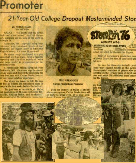 Promoter, Hal Davidson news article on Stompin'76